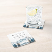 Wintergebirge Pinienbäume Hochzeit Rechteckiger Pappuntersetzer (Vor Ort)