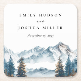 Wintergebirge Pinienbäume Hochzeit Rechteckiger Pappuntersetzer