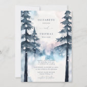 Wintergebirge Schnee Pine Trees Elegante Hochzeit Einladung (Vorderseite)