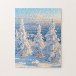 Wintergebirge Schneebäume Puzzle