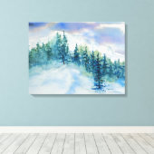 Wintergebirge Schneebäume Wasserfarbe Leinwanddruck (Insitu (Holzboden))