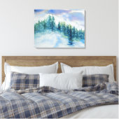 Wintergebirge Schneebäume Wasserfarbe Leinwanddruck (Insitu (Schlafzimmer))