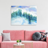 Wintergebirge Schneebäume Wasserfarbe Leinwanddruck (Insitu (Wohnzimmer))
