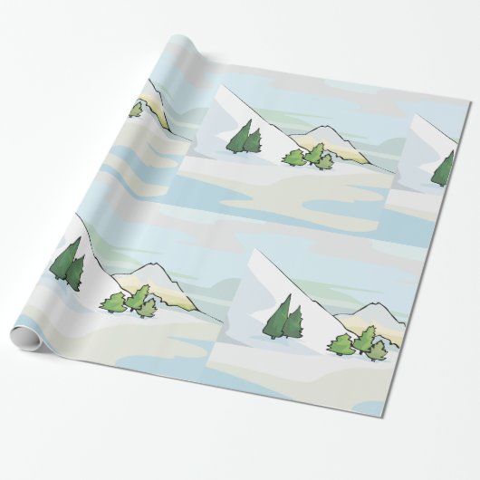 Wintergebirge Snowy Landschaft Geschenkpapier (Ungerollt)