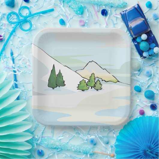 Wintergebirge Snowy Landschaft Pappteller (Party)