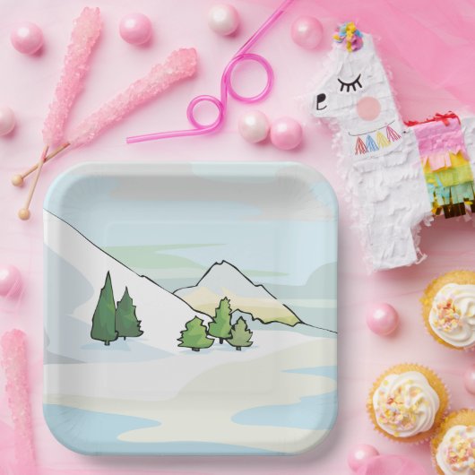 Wintergebirge Snowy Landschaft Pappteller (Party)