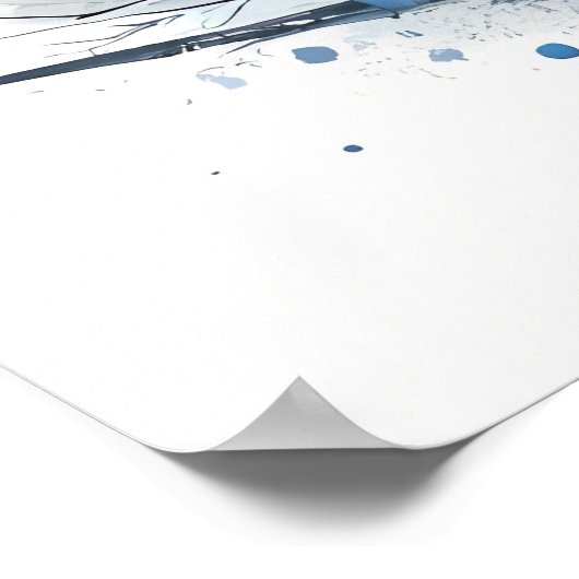 Wintergebirgslandschaft mit Wolf Poster (Ecke)