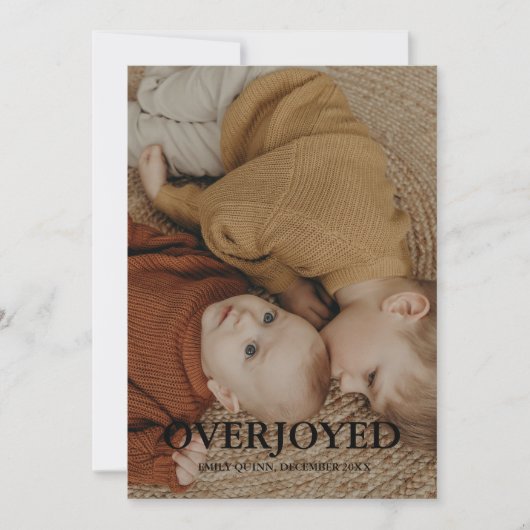 Wintergeburt Überfreulich Urlaub Foto Geburt Ankündigung (Vorderseite)