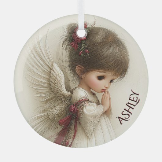 Wintergeflüster – Feenkind mit Kardinal Ornament Aus Glas (Vorderseite)