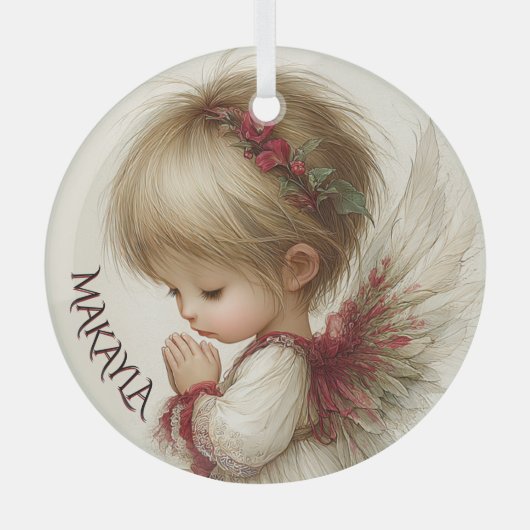 Wintergeflüster – Feenkind mit Kardinal Ornament Aus Glas (Vorderseite)