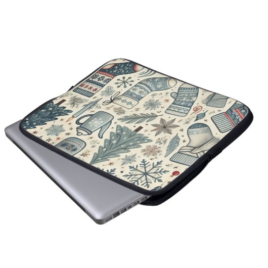 Wintergefühlter Laptop-Schläfchen Laptopschutzhülle (Vorne Knopf)