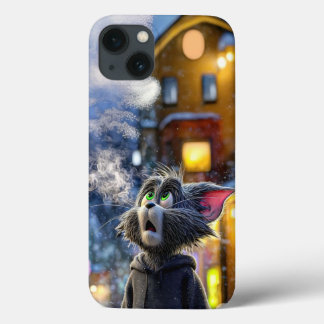 Wintergeist: Tom Cat Schnee Nacht Kunst Case-Mate iPhone Hülle