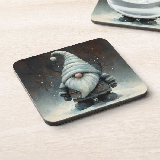 Wintergenom im Schneewald Getränkeuntersetzer (Linke Seite)