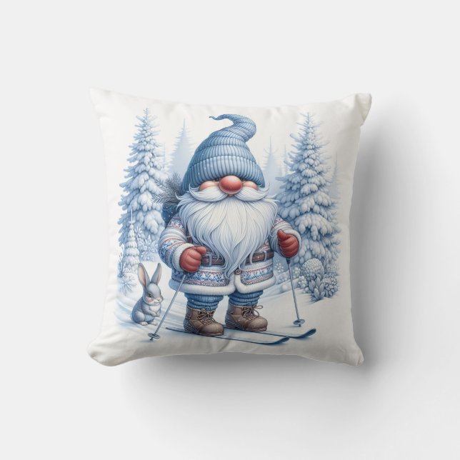 Wintergenuss Skifahren bei Sonnenschein Kissen (Vorderseite)