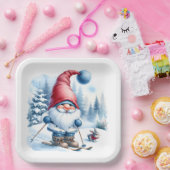 Wintergenuss Skifahren bei Sonnenschein Pappteller (Party)