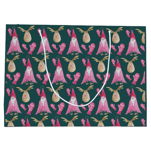 Wintergenuss und Rentierfische Aquarellbilder Große Geschenktüte (Rückseite)