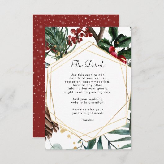 Wintergeometrische Hochzeitsinformationen Begleitkarte (Vorne/Hinten)