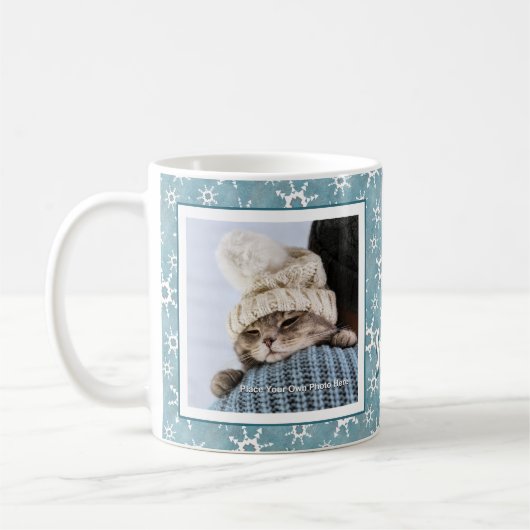 Wintergeometrische Schneeflocken Personalisiertes  Kaffeetasse (Links)