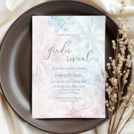 Wintergeschlecht offenbart Party Rosa Blaue Schnee Einladung