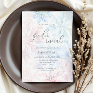 Wintergeschlecht offenbart Party Rosa Blaue Schnee Einladung