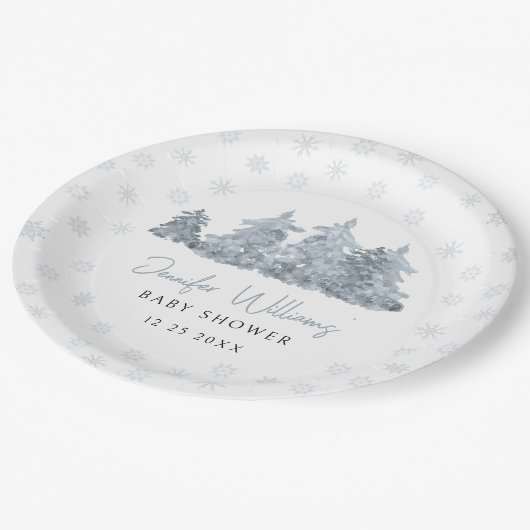 Wintergeschlechtsneutrale Babyduschpapier-Teller Pappteller (Schrägansicht)