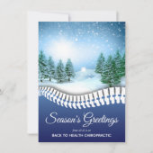 Wintergeszene Jahreszeit Blaue Chiropraktik Feiertagskarte (Vorderseite)