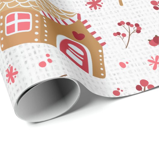 Wintergingerbrot-Haus-Musterpapier Geschenkpapier (Rolleneckpunkt)