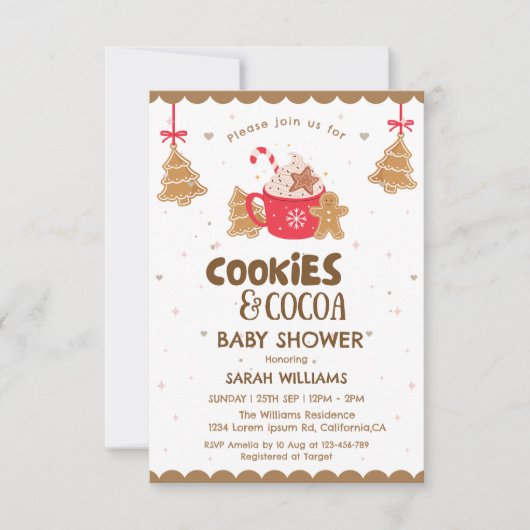 Wintergingerbrot Kakao und Kekse Kinderdusche Einladung (Vorderseite)