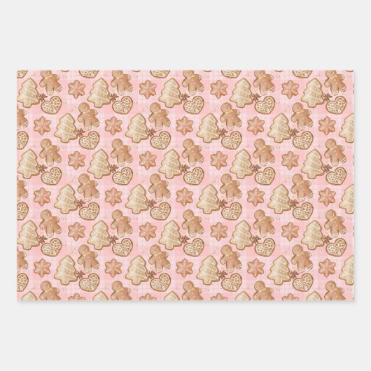 Wintergingerbrot Niedlich Stars Spaß Weihnachten Geschenkpapier Set (Vorderseite 3)