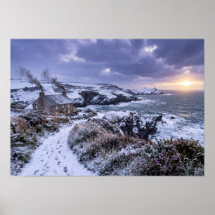 Winterglanz an der Küste von Cornwall Poster
