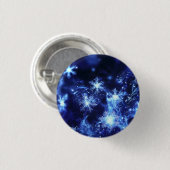 Winterglanz Blaue Schneeflocken Button (Vorne & Hinten)
