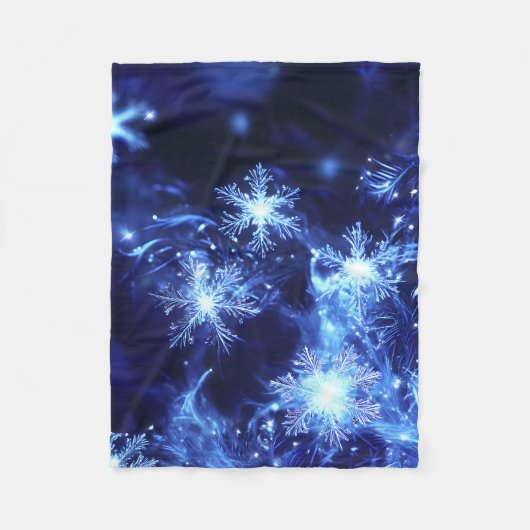 Winterglanz Blaue Schneeflocken Fleecedecke (Vorderseite)