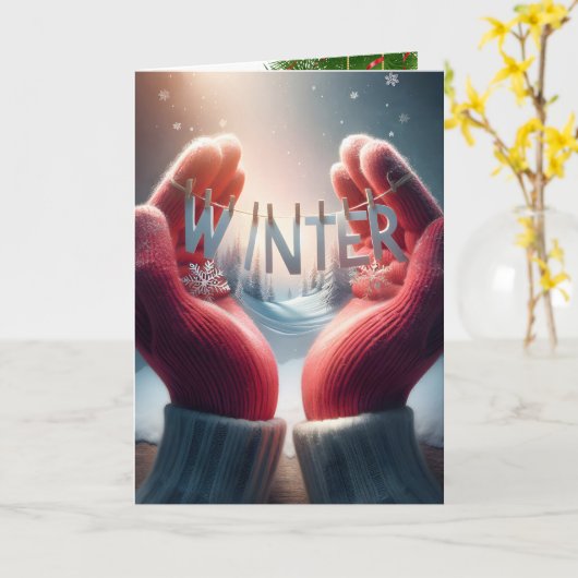 Wintergloves mit Schneeflocken Karte (Gelbe Blume)