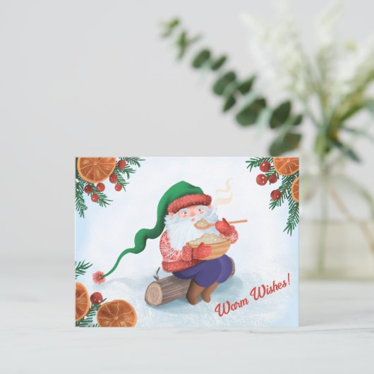 Wintergnome im Schnee Postkarte (Stehend Vorderseite)