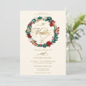 Wintergoldelfenbein in einer kalligraphischen Hoch Einladung (Stehend Vorderseite)