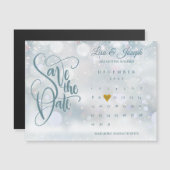 Wintergoldenherz-Kalender Save the Date Magnetkarte (Vorne/Hinten)