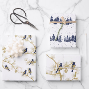 Wintergoldmuster für den Blauen Vogel Geschenkpapier Set