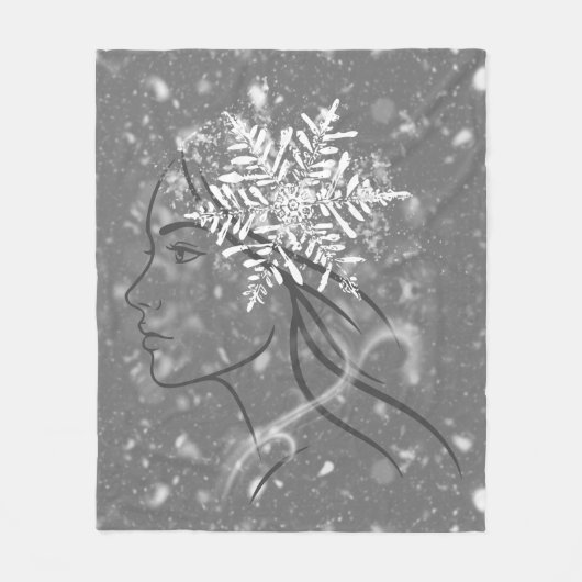Wintergöttin – Weibliche saisonale Kunst Fleecedecke (Vorderseite)