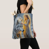 Wintergöttin & Weißer Wolf Tasche (Von Nahem)