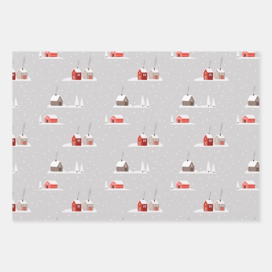 Wintergräber, Eisbär, Schneeflocken koordiniert Geschenkpapier Set (Vorderseite 2)