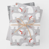 Wintergräber, Eisbär, Schneeflocken koordiniert Geschenkpapier Set (Beispiel)