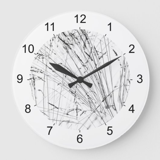 Wintergras im Schnee Große Wanduhr (Vorderseite)