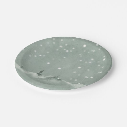 Wintergraue Papierplatte Pappteller (Schrägansicht)