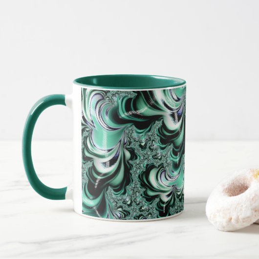 Wintergreen Fraktal Forest Landschaft Abstrakt Tasse (Mit Donut)