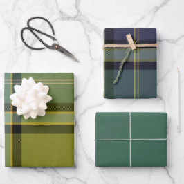 Wintergreen Wrapping Paper Flat Sheet Set of 3 Geschenkpapier Set
