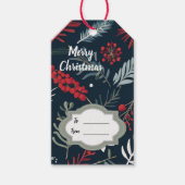 Wintergrün botanisch Merry Christmas Geschenkanhänger (Vorderseite)