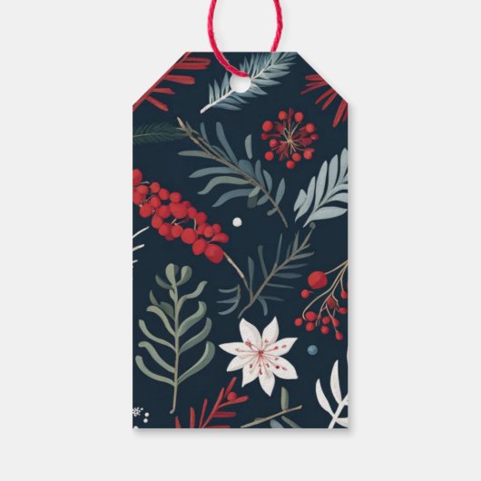 Wintergrün botanisch Merry Christmas Geschenkanhänger (Rückseite)