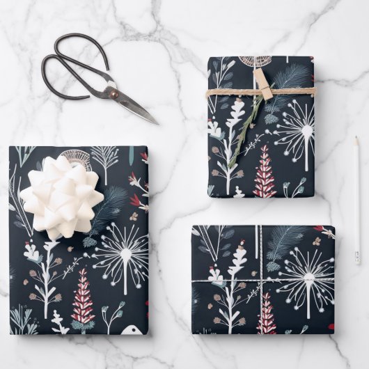 Wintergrün Botanischer Feiertag Geschenkpapier Set (Vorderseite)