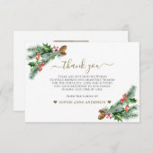 Wintergrün Bouquet Foto in Erinnerung Dankeskarte (Vorne/Hinten)