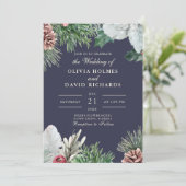 Wintergrün Einladung Hochzeit (Stehend Vorderseite)